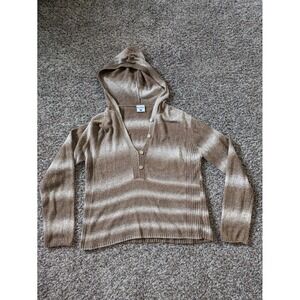 Columbia Pullover Sweater With Hood Brown Tan Size Large Women's Cozy Hiking